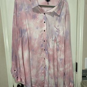 Torrid pink and Purple Tie-Dye Button-Up Shirt Taylor swift inspired